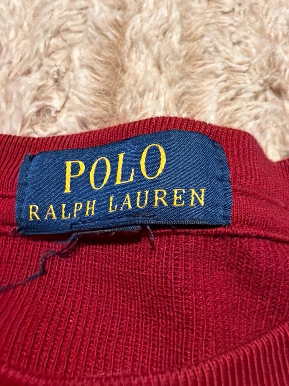 Ralph Lauren Kids Long Sleeve Crewneck Sweater - Burgundy with Navy Pony